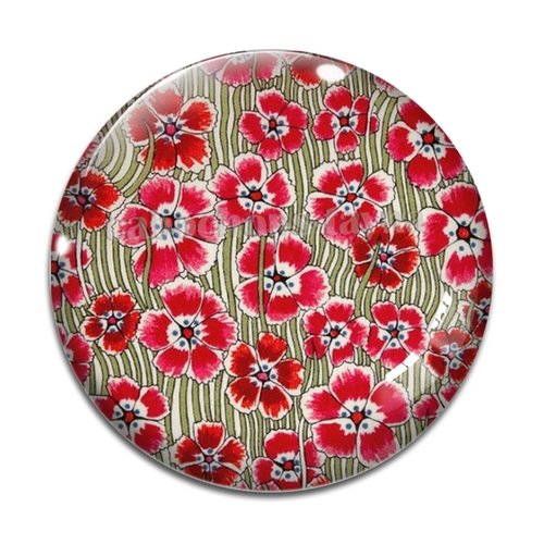 Cabochon fleur coquelicot, cabochon résine, verre rond différente taille