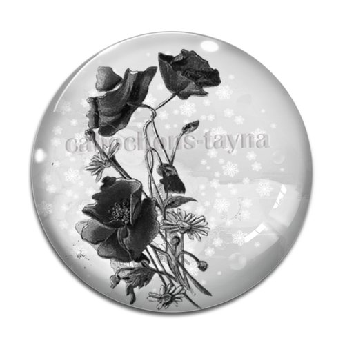 Cabochon fleur coquelicot, cabochon résine, verre rond différente taille
