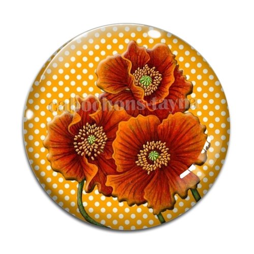 Cabochon fleur coquelicot, cabochon résine, verre rond différente taille