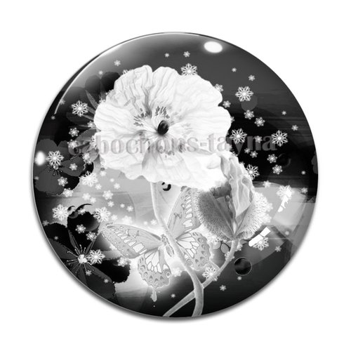 Cabochon fleur coquelicot, cabochon résine, verre rond différente taille