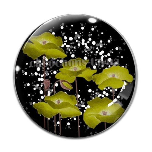 Cabochon fleur coquelicot, cabochon résine, verre rond différente taille