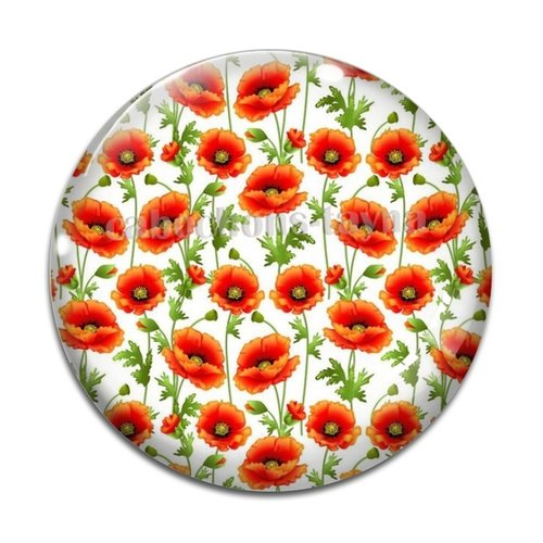 Cabochon fleur coquelicot, cabochon résine, verre rond différente taille