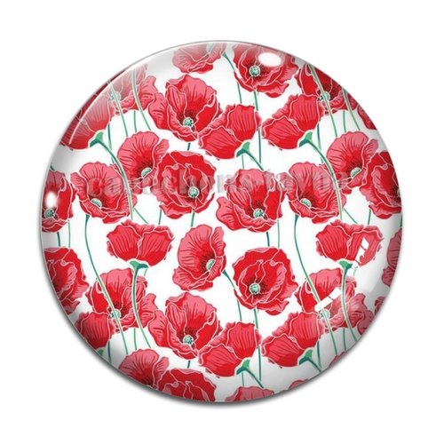 Cabochon fleur coquelicot, cabochon résine, verre rond différente taille