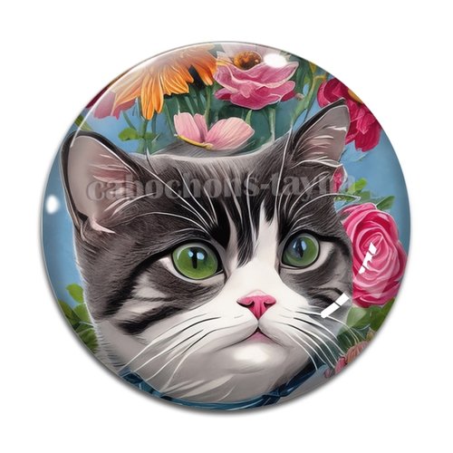 Cabochon chat, en résine ou en verre différente taille