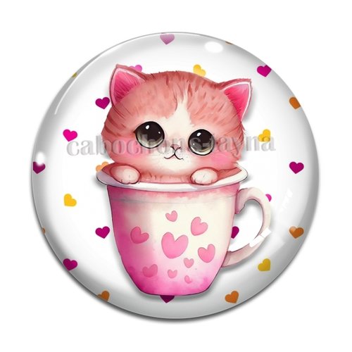 Cabochon chat, en résine ou en verre différente taille