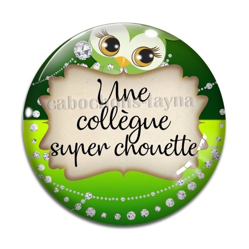 Cabochon chouette collègue, cabochon résine, verre rond différente taille