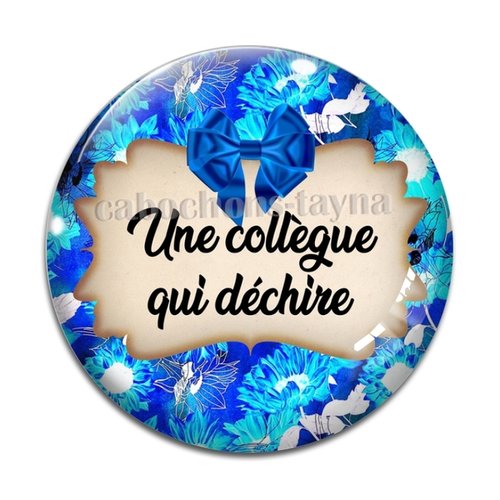 Cabochon collègue qui déchire, cabochon résine, verre rond différente taille