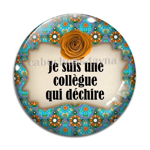 Cabochon collègue qui déchire, cabochon résine, verre rond différente taille