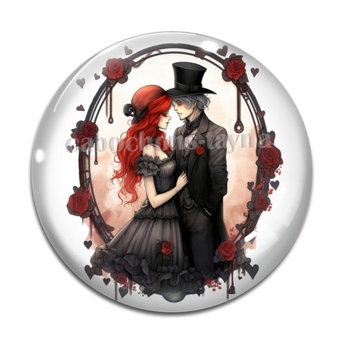 Cabochon couple gothique, cabochon résine - ou verre rond différente taille