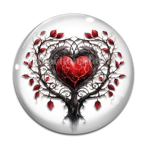Cabochon coeur gothique, cabochon résine - ou verre rond différente taille