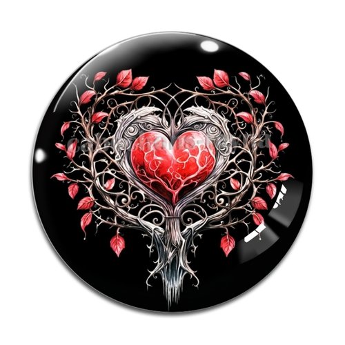 Cabochon coeur gothique, cabochon résine - ou verre rond différente taille