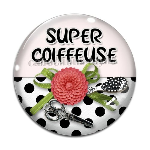 Cabochon super coiffeuse, cabochon résine - ou verre rond différente taille