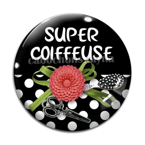 Cabochon super coiffeuse, cabochon résine - ou verre rond différente taille