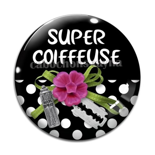 Cabochon super coiffeuse, cabochon résine - ou verre rond différente taille
