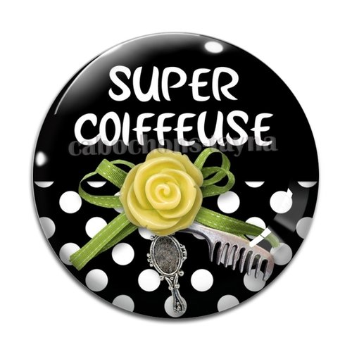 Cabochon super coiffeuse, cabochon résine - ou verre rond différente taille