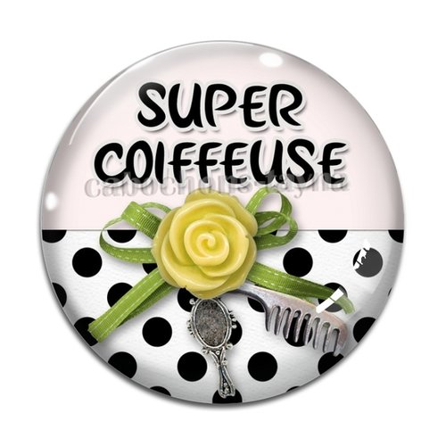 Cabochon super coiffeuse, cabochon résine - ou verre rond différente taille