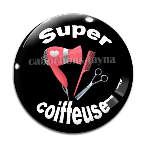 Cabochon super coiffeuse, cabochon résine - ou verre rond différente taille