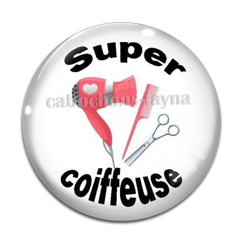Cabochon super coiffeuse, cabochon résine - ou verre rond différente taille