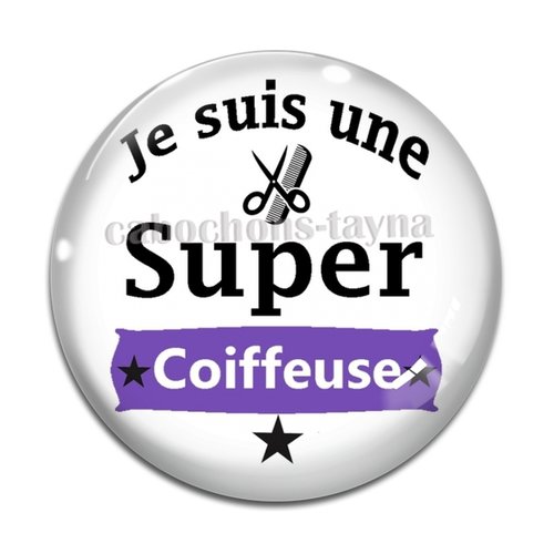 Cabochon super coiffeuse, cabochon résine - ou verre rond différente taille