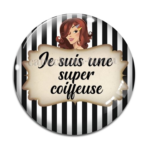 Cabochon super coiffeuse, cabochon résine - ou verre rond différente taille