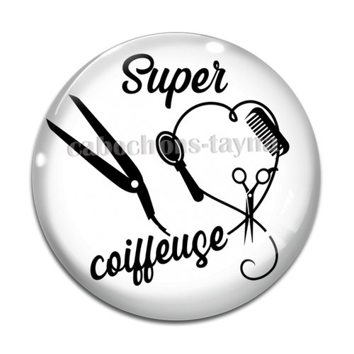 Cabochon super coiffeuse, cabochon résine - ou verre rond différente taille