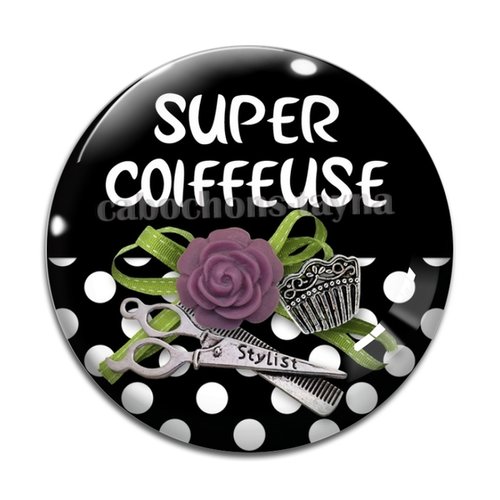 Cabochon super coiffeuse, cabochon résine - ou verre rond différente taille