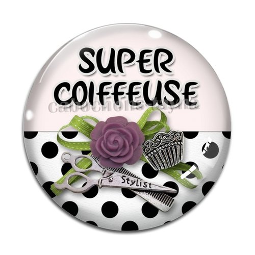 Cabochon super coiffeuse, cabochon résine - ou verre rond différente taille