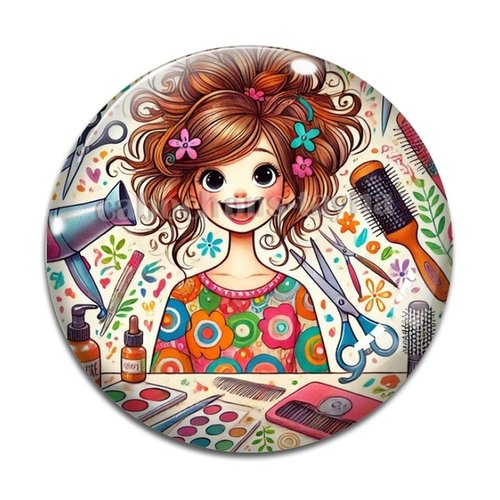 Cabochon coiffeuse, cabochon résine - ou verre rond différente taille