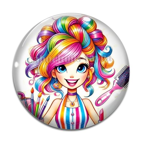 Cabochon coiffeuse, cabochon résine - ou verre rond différente taille