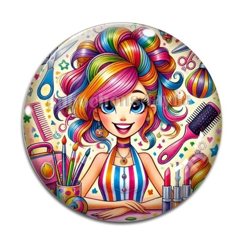 Cabochon coiffeuse, cabochon résine - ou verre rond différente taille