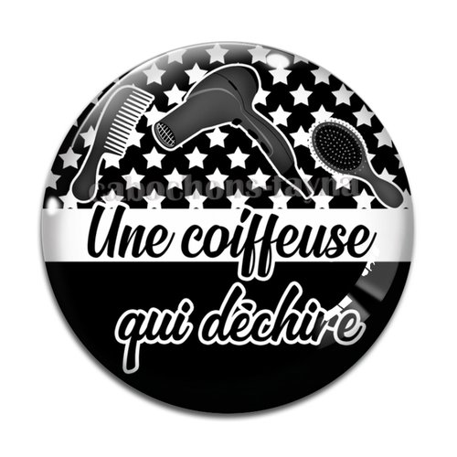 Cabochon coiffeuse qui déchire, cabochon résine - ou verre rond différente taille