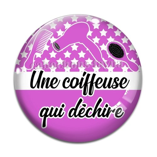 Cabochon coiffeuse qui déchire, cabochon résine - ou verre rond différente taille