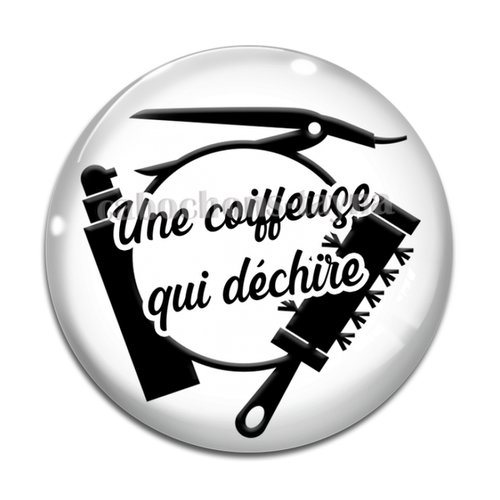 Cabochon coiffeuse qui déchire, cabochon résine - ou verre rond différente taille