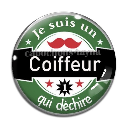 Cabochon coiffeur qui déchire, cabochon résine - ou verre rond différente taille