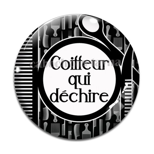 Cabochon coiffeur qui déchire, cabochon résine - ou verre rond différente taille