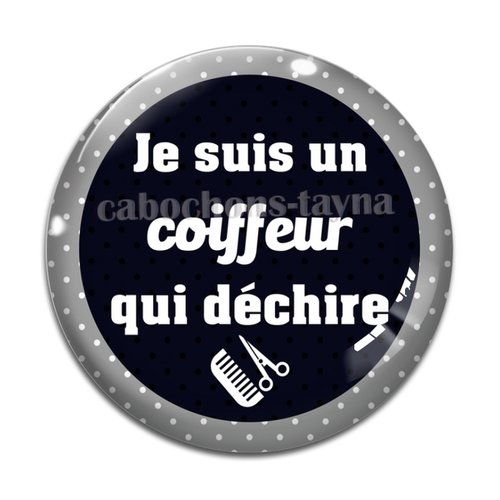 Cabochon coiffeur qui déchire, cabochon résine - ou verre rond différente taille