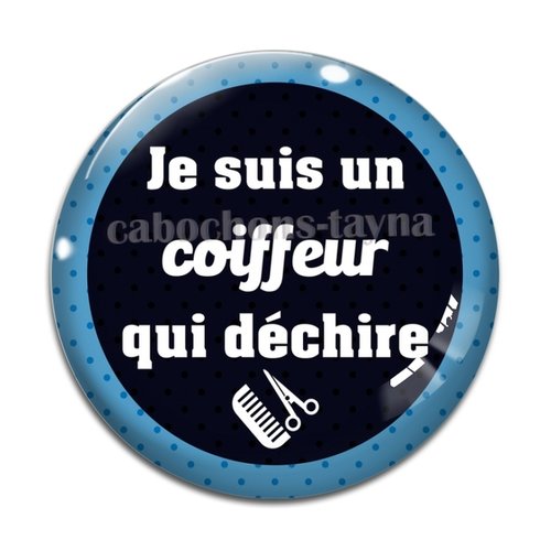 Cabochon coiffeur qui déchire, cabochon résine - ou verre rond différente taille