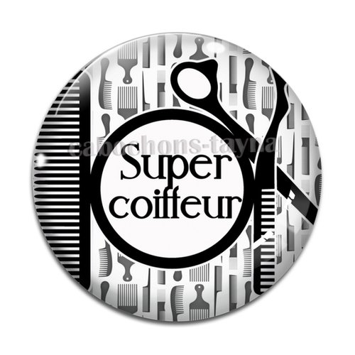 Cabochon super coiffeur, cabochon résine - ou verre rond différente taille