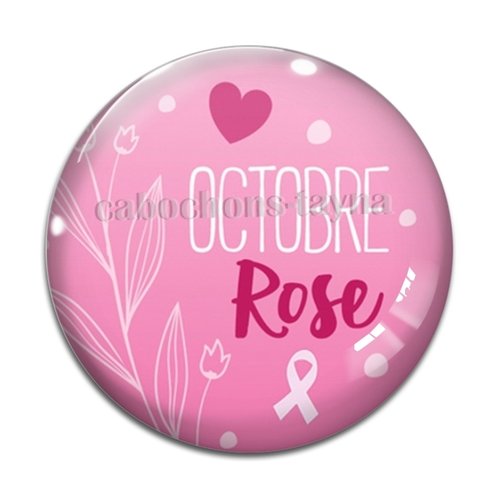 Cabochon octobre rose, cabochon résine ou verre rond différente taille