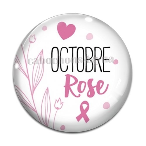 Cabochon octobre rose, cabochon résine ou verre rond différente taille