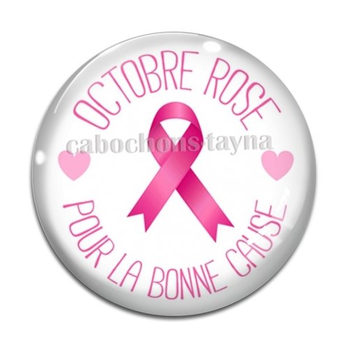 Cabochon octobre rose, cabochon résine ou verre rond différente taille