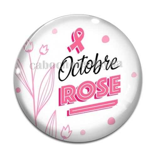 Cabochon octobre rose, cabochon résine ou verre rond différente taille