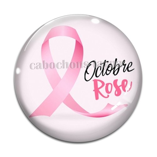 Cabochon octobre rose, cabochon résine ou verre rond différente taille
