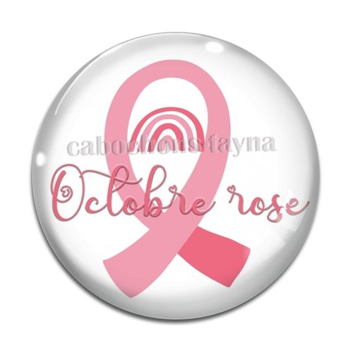 Cabochon octobre rose, cabochon résine ou verre rond différente taille