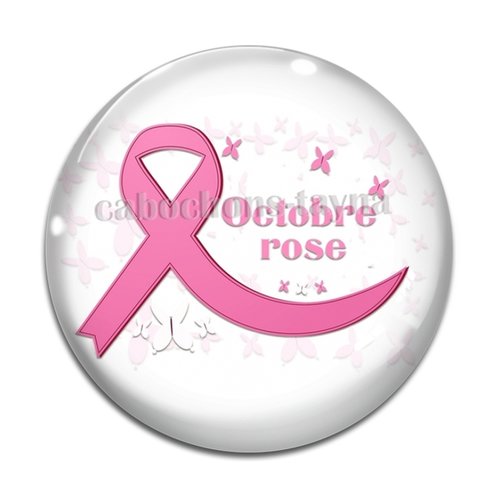 Cabochon octobre rose, cabochon résine ou verre rond différente taille