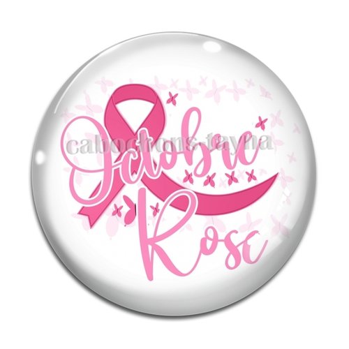 Cabochon octobre rose, cabochon résine ou verre rond différente taille