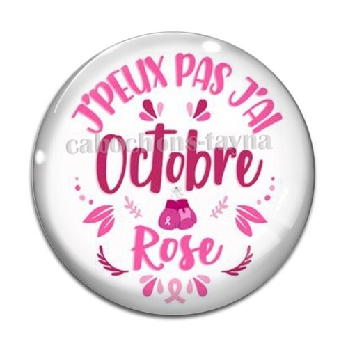 Cabochon octobre rose, cabochon résine ou verre rond différente taille