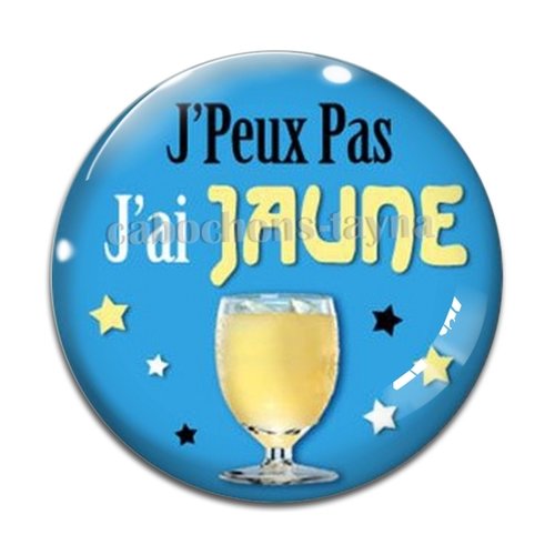 Cabochon j'peux pas j'ai jaune, cabochon résine ou verre rond différente taille