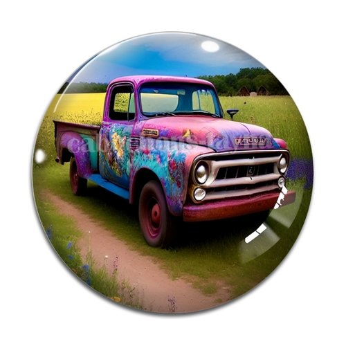 Cabochon camion usa, en résine ou en verre différente taille