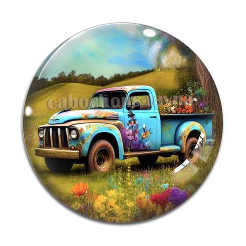 Cabochon camion usa, en résine ou en verre différente taille